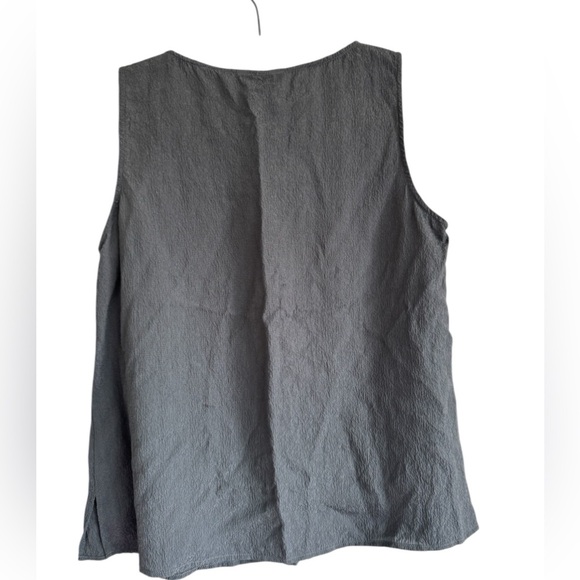 Citron Santa Monica Silk Textured Tank Top Womens Small Gray Cami Tapered Shell - Picture 2 of 4